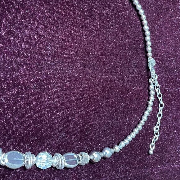 Chico's Long Chunky Beaded Necklace Silver Tone Citrine-Like Stones Crystal - Picture 10 of 11